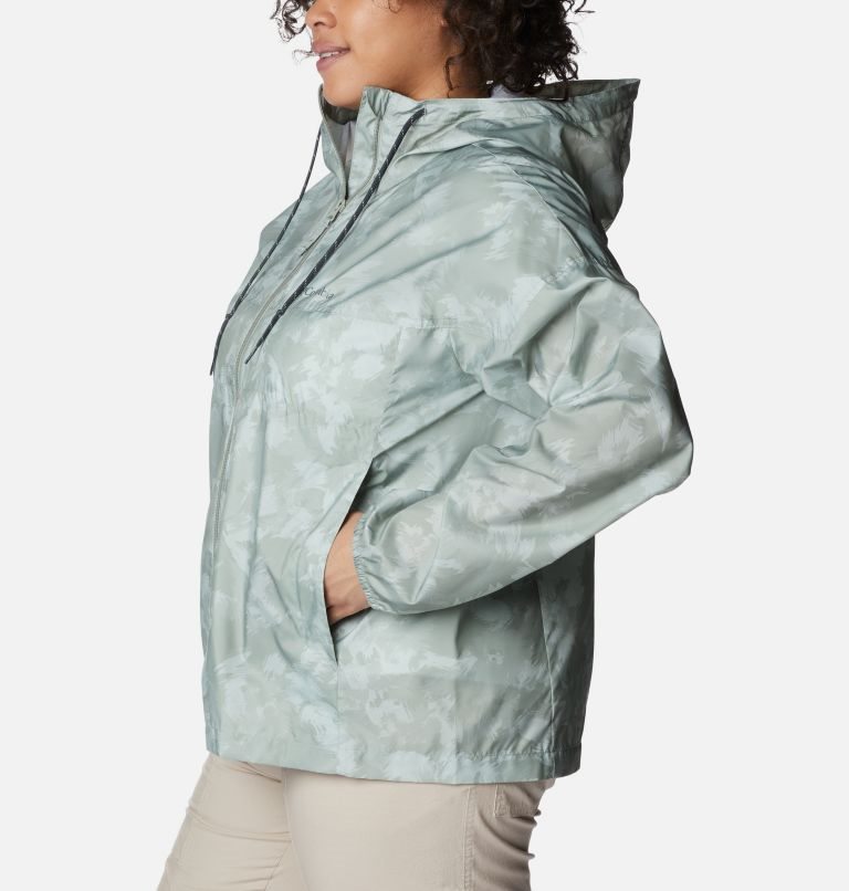 Columbia Flash Challenger Novelty Windbreaker Jakke Dame Olivengrønne | Plus Size 17935T